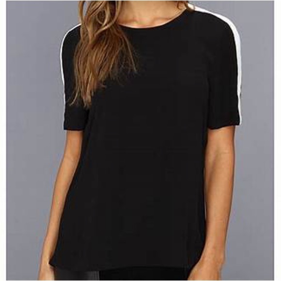 BCBGMaxAzria Tops - BCBGMaxAzria Black Cutout Back Short Sleeve Blouse